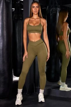 High Waist Ribbed Leggings In Olive -Core Fit Shop BT0621 12 BT0626 Olive V Waistband Leggings Scoop Sports Bra 19efdcea 3277 448e 8ea3 6fcaa982806b