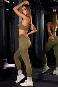 High Waist Ribbed Leggings In Olive -Core Fit Shop BT0621 2 BT0626 Olive V Waistband Leggings Scoop Sports Bra 226a5420 e770 4583 be4f 5c8afd89d909