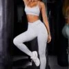 High Waist Ribbed Leggings In Grey -Core Fit Shop BT0621 5 BT0626 Grey V Waistband Leggings Scoop Sports Bra 83c03050 30a1 489b 9b8b 1ae15665a388