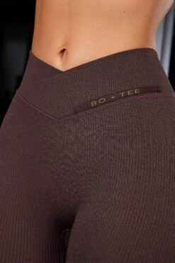 High Waist Ribbed Leggings In Brown -Core Fit Shop BT0621 BT0626 13 Brown Scoop Sport Bra Full Length Leggings 44335f89 0b6f 4725 bd39 7b748099362f