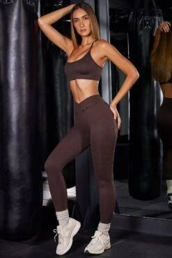 High Waist Ribbed Leggings In Brown -Core Fit Shop BT0621 BT0626 2 Brown Scoop Sport Bra Full Length Leggings 2a431276 21a5 4c6a 94b4 dbc376814a2f