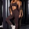 High Waist Ribbed Leggings In Brown -Core Fit Shop BT0621 BT0626 6 Brown Scoop Sport Bra Full Length Leggings 63b2743d c160 42fb aa84 b9859cbc1397