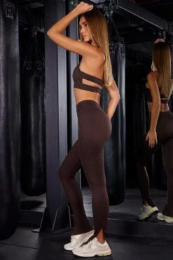 High Waist Split Flare Ribbed Leggings In Brown 10 High Waist Split Flare Ribbed Leggings In Brown -Core Fit Shop BT0627 BT0623 2 Grit All Fired Up Brown Flare Sports Leggings One Strap Sports Bra e16b8ed7 df2d 44cb bdff fc3676798986