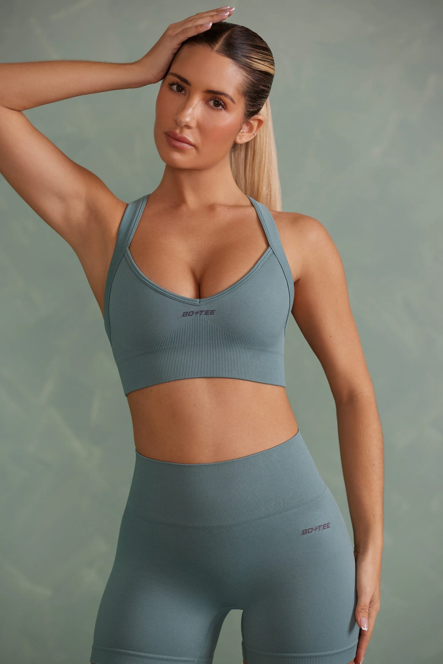 Super Sculpt Cross Back Sports Bra In Mineral Green 6 Super Sculpt Cross Back Sports Bra In Mineral Green - Image 4