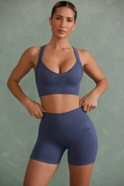 Super Sculpt Mini Shorts In Steel Blue -Core Fit Shop BT0640 1 Blue Mini Shorts