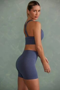 Super Sculpt Mini Shorts In Steel Blue -Core Fit Shop BT0640 3 Blue Mini Shorts