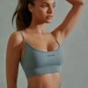 Super Sculpt Scoop Neck Sports Bra In Mineral Green 1 Super Sculpt Scoop Neck Sports Bra In Mineral Green -Core Fit Shop BT0643 8 Green Thin Strap Sports Bra