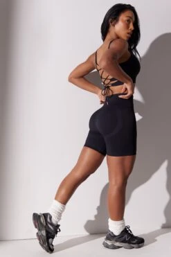 High Waist Super Sculpt Biker Shorts In Black -Core Fit Shop BT0649 7 Black Biker Shorts