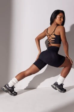 High Waist Super Sculpt Biker Shorts In Black -Core Fit Shop BT0649 8 Black Biker Shorts