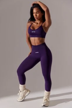 High Waist Super Sculpt Leggings In Purple -Core Fit Shop BT0650 4 Purple Leggings