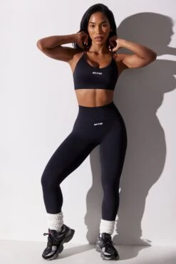 High Waist Super Sculpt Leggings In Black -Core Fit Shop BT0650 8 Black Leggings