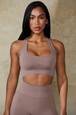 Cut Out Define Luxe Sports Bra In Mocha 14 Cut Out Define Luxe Sports Bra In Mocha -Core Fit Shop BT0666 1 Mindset Tan Cut Out Sports Bra