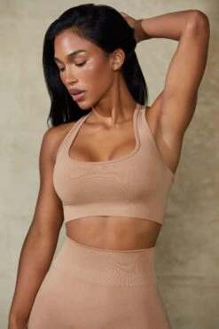 Cut Out Define Luxe Sports Bra In Warm Taupe 12 Cut Out Define Luxe Sports Bra In Warm Taupe -Core Fit Shop BT0666 3 Mindset Beige Cut Out Sports Bra
