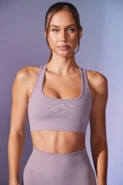 Cut Out Define Luxe Sports Bra In Dusty Lilac -Core Fit Shop BT0666 3 Mindset Lavender Cut Out Sports Bra