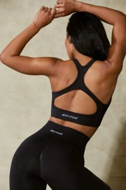 Cut Out Define Luxe Sports Bra In Black 15 Cut Out Define Luxe Sports Bra In Black -Core Fit Shop BT0666 5 Mindset Black Cut Out Sports Bra