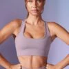 Cut Out Define Luxe Sports Bra In Dusty Lilac -Core Fit Shop BT0666 5 Mindset Lavender Cut Out Sports Bra