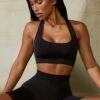 Cut Out Define Luxe Sports Bra In Black -Core Fit Shop BT0666 7 Mindset Black Cut Out Sports Bra