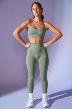 High Waist Define Luxe Leggings In Sage -Core Fit Shop BT0668 2 Power Sage Leggings