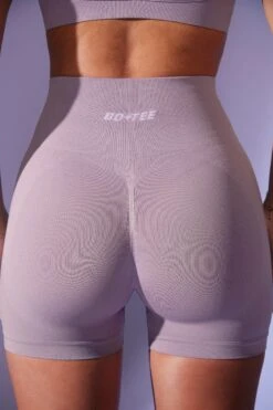 High Waist Define Luxe Mini Shorts In Dusty Lilac -Core Fit Shop BT0669 8 Contour Lavender Mini Shorts