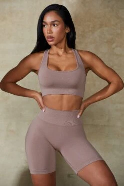 High Waist Define Luxe Biker Shorts In Mocha -Core Fit Shop BT0670 1 In Shape Tan Biker Shorts