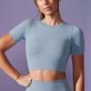 Define Luxe Baby Tee Crop Top In Denim Blue -Core Fit Shop BT0672 2 Excel Slate Blue Cropped Tshirt 73a6b3f7 faee 4698 a601 cf02c862e702