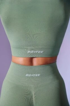 Define Luxe Baby Tee Crop Top In Sage -Core Fit Shop BT0672 7 Excel Sage Cropped Tshirt