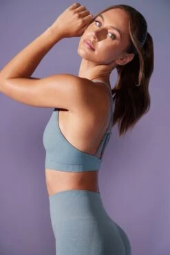 High Neck Open Back Define Luxe Sports Bra In Denim Blue -Core Fit Shop BT0674 4 Prime Slate Blue High Neck Sports Bra 45bea4b9 bc6e 4605 9f8d 8c1daa5bf520