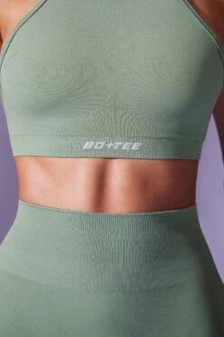High Neck Open Back Define Luxe Sports Bra In Sage -Core Fit Shop BT0674 8 Prime Sage High Neck Sports Bra