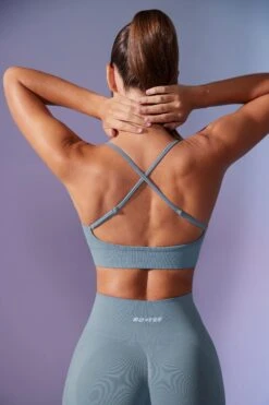 Low Back Define Luxe Sports Bra In Denim Blue -Core Fit Shop BT0675 1 Definition Slate Blue Low Back Crop Top cee8dc31 6efc 4dd8 900f 5b771b76cd28