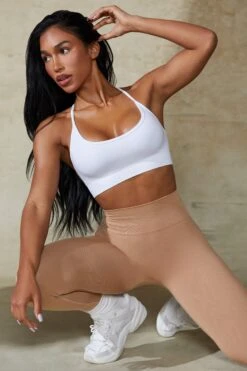 Low Back Define Luxe Sports Bra In White 15 Low Back Define Luxe Sports Bra In White -Core Fit Shop BT0675 6 White Low Back Crop Top