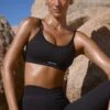 Scoop Neck Lace Up Back FlexiRib Sports Bra In Black -Core Fit Shop BT0718 5 Strive Black Thin Strap Sports Bra