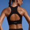High Neck Open Back FlexiRib Sports Bra In Black -Core Fit Shop BT0719 2 Team Player Black High Neck Sports Bra