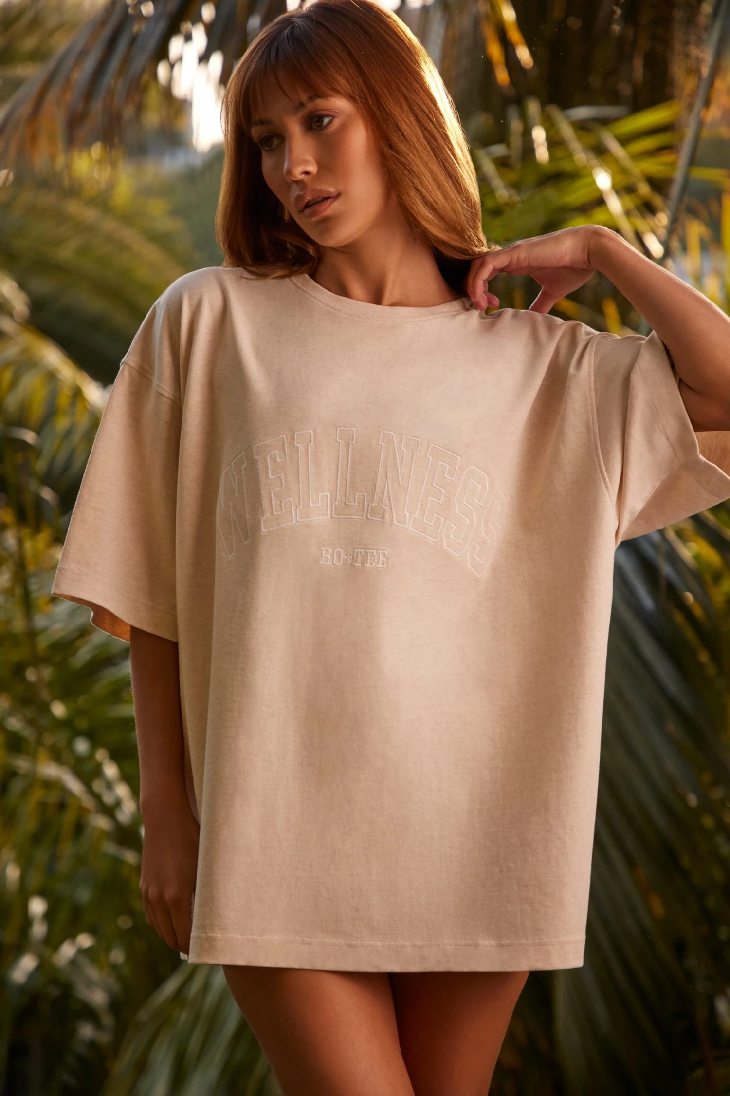 Oversized Short Sleeve T-Shirt In Heather Oat 8 Oversized Short Sleeve T-Shirt In Heather Oat - Image 6