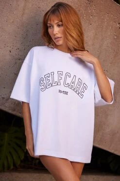 Oversized Short Sleeve T-Shirt In White -Core Fit Shop BT0781 4 RestDay White Oversized T shirt 1