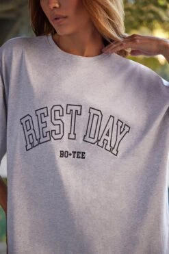 Oversized Short Sleeve T-Shirt In Heather Grey -Core Fit Shop BT0781 7 RestDay Heather Grey Oversized T shirt