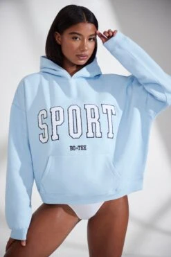 Oversized Hooded Sweatshirt In Baby Blue