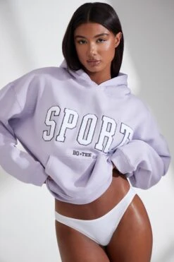 Oversized Hooded Sweatshirt In Lavender -Core Fit Shop BT0802 4 Varisty Lilac Hoodie