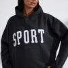 Oversized Hooded Sweatshirt In Black -Core Fit Shop BT0802 4 Varsity Black Jumper