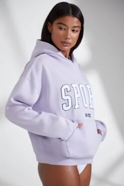Oversized Hooded Sweatshirt In Lavender -Core Fit Shop BT0802 7 Varisty Lilac Hoodie
