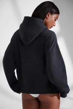 Oversized Hooded Sweatshirt In Black -Core Fit Shop BT0802 7 Varsity Black Jumper