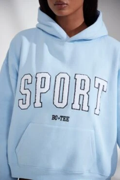 Oversized Hooded Sweatshirt In Baby Blue -Core Fit Shop BT0802 9 Varisty Light Blue Jumper