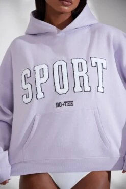 Oversized Hooded Sweatshirt In Lavender -Core Fit Shop BT0802 9 Varisty Lilac Hoodie
