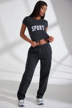 Wide Leg Embroidered Back Joggers In Black -Core Fit Shop BT0825 1 Athletics Black Joggers 46fade59 6a1f 45f8 bd71 129114c3fda8