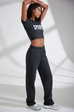Wide Leg Embroidered Back Joggers In Black -Core Fit Shop BT0825 4 Athletics Black Joggers ee76891f 1223 41bd a5b8 49af0bcfd343