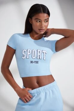 Cap Sleeve Baby Tee In Baby Blue -Core Fit Shop BT0834 10 Next Level Light Blue Tshirt