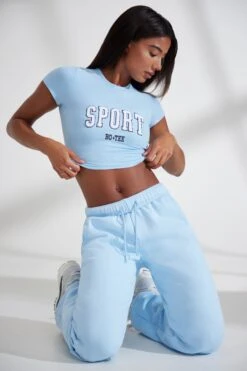 Cap Sleeve Baby Tee In Baby Blue -Core Fit Shop BT0834 1 Next Level Light Blue Tshirt