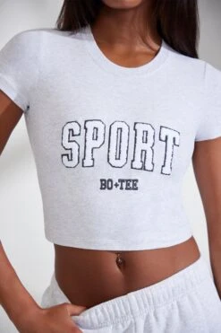 Cap Sleeve Baby Tee In Heather Grey