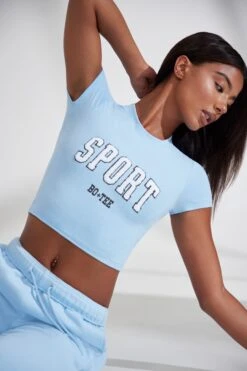 Cap Sleeve Baby Tee In Baby Blue -Core Fit Shop BT0834 2 Next Level Light Blue Tshirt