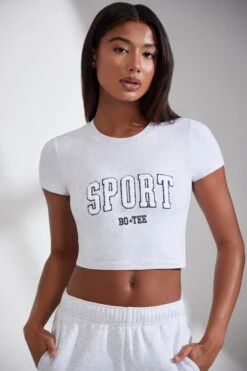 Cap Sleeve Baby Tee In Heather Grey -Core Fit Shop BT0834 2 Next Level Marl Grey Top