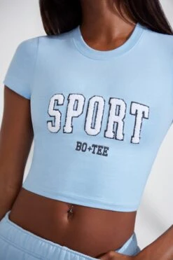 Cap Sleeve Baby Tee In Baby Blue -Core Fit Shop BT0834 3 Next Level Light Blue Tshirt